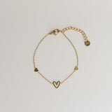 Armband met 3 hartjes-goud