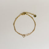 Dubbele armband met klein open hartje-goud