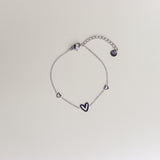 Armband met 3 hartjes-zilver