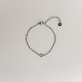 Dubbele armband met klein open hartje-zilver