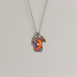 Oranje maan met zonnestralen-zilver