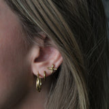 Studs bloem met strass steentjes-goud