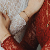 Dubbele armband met zwarte kraaltjes-goud