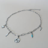 Knijpbedel witte ronde kraaltjes - zilver