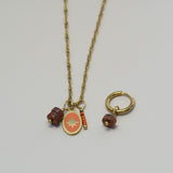 Roestkleurige natuursteen disc-goud