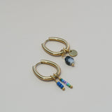 Blauwe ronde kraaltjes-goud