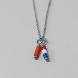 Rood,wit, blauwe ronde kraaltjes Kingsday-zilver