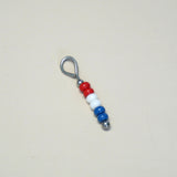 Rood,wit, blauwe ronde kraaltjes Kingsday-zilver