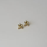 Studs bloem met strass steentjes-goud