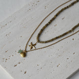 Ketting met groene kralen-goud