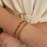 Armband bruin met gouden kraaltjes-goud