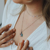 Turquoise ronde kraaltjes lang-zilver