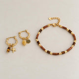 Armband bruin met gouden kraaltjes-goud