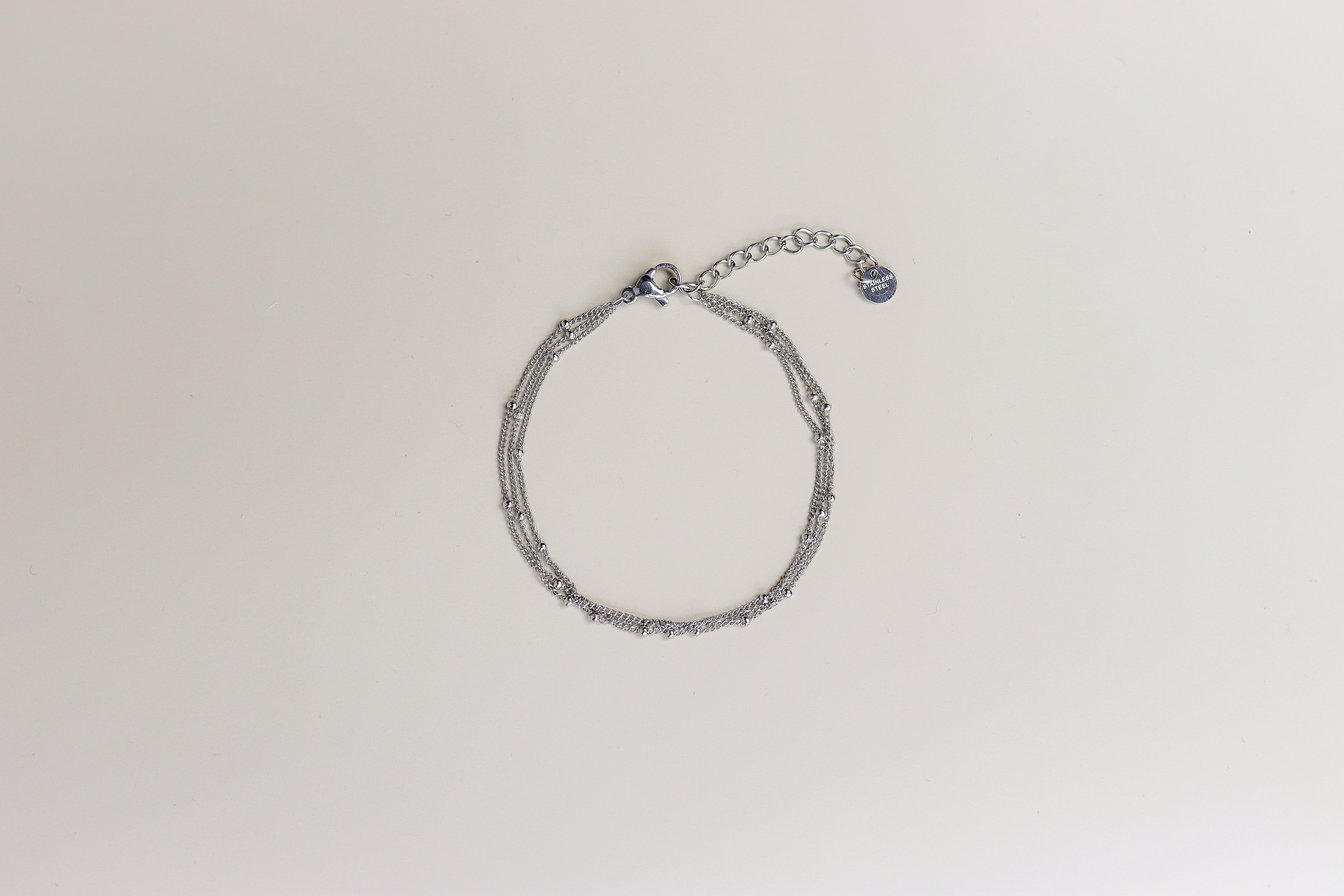 Zilveren drie dubbele armband met verlengstukje