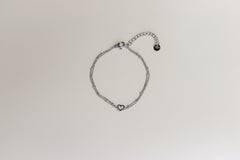 Zilveren dubbele armband met open hartje en verlengstukje